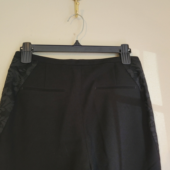 Elie Tahari Black Straight Leg Pants with Lace Detail - Picture 4 of 10